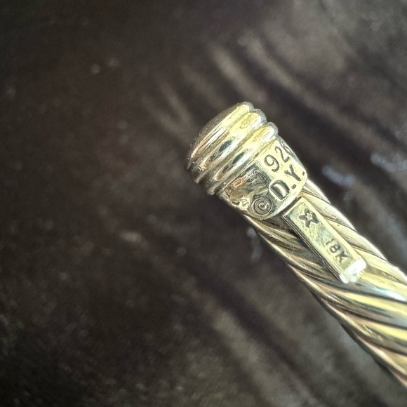 David Yurman Classic Cable Silver Bracelet with Diamond and Gold Accents - Picture 4 of 4